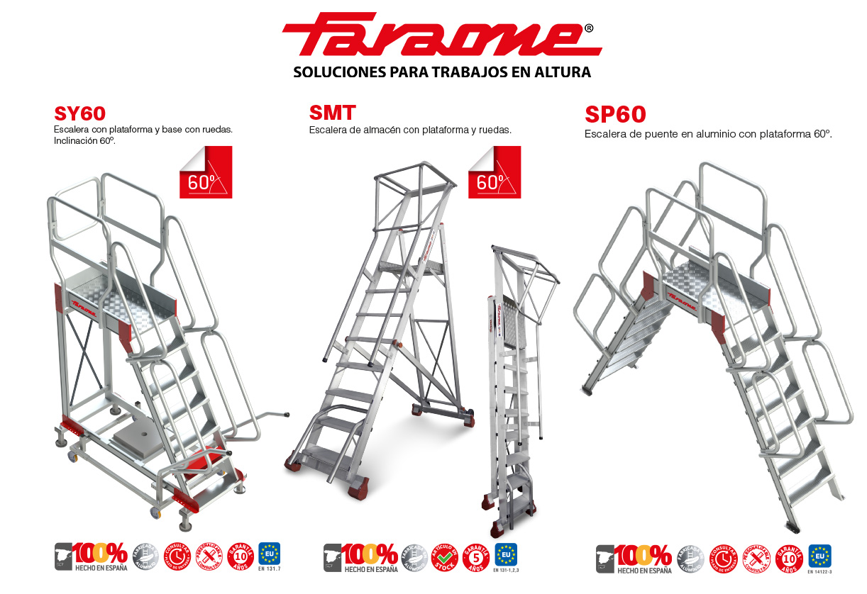 FARAONE Escaleras con plataforma y ruedas